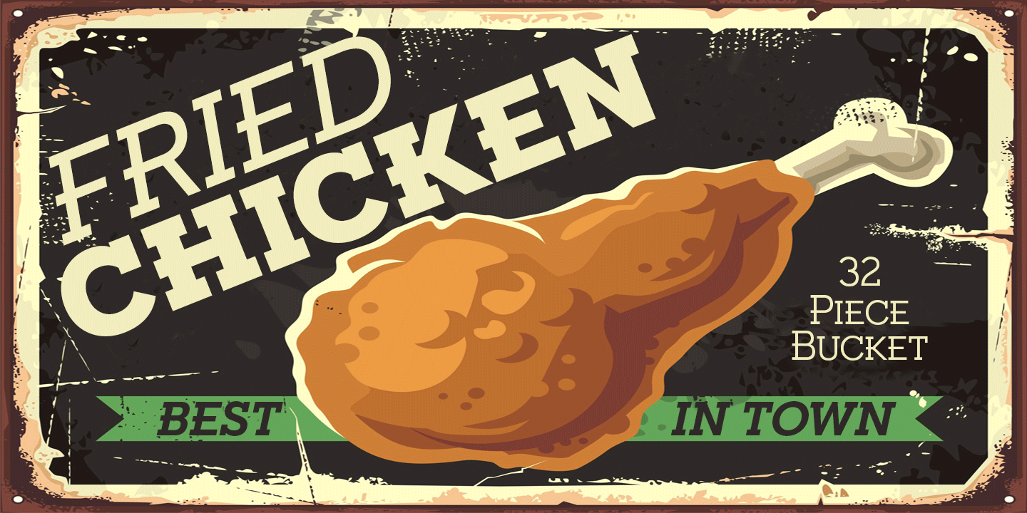 Beispiel einer Fried Chicken SC Thin-Schriftart